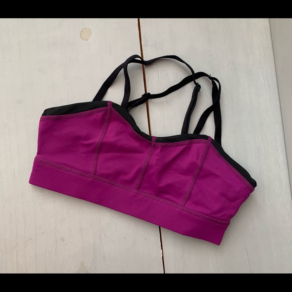 Cute purple and black sports bra
